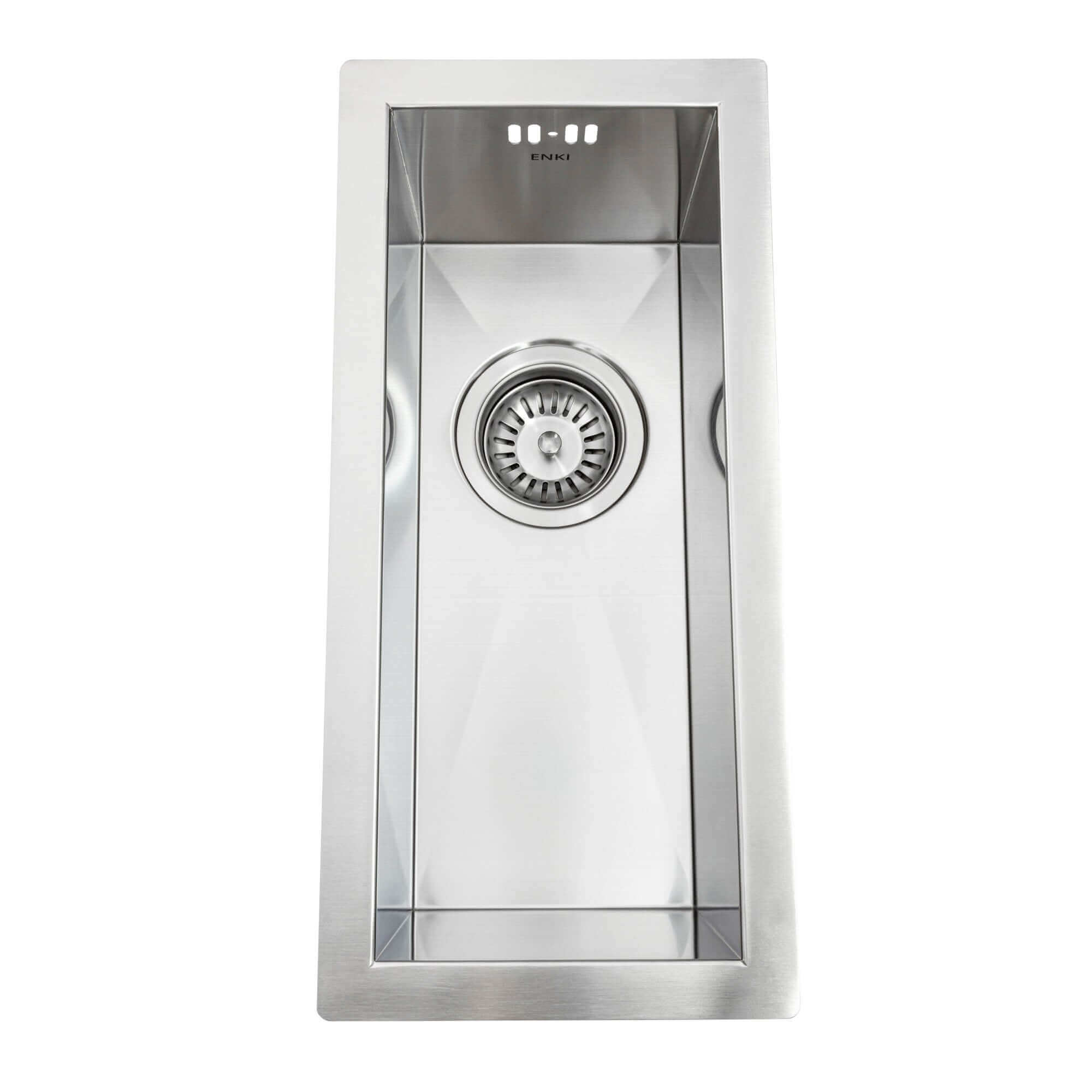 Buy Zero 210mm x 450mm 0.5 bowl undermount or topmount kitchen sink with overflow - brushed stainless steel Online UK | HOUSE OF ENKI